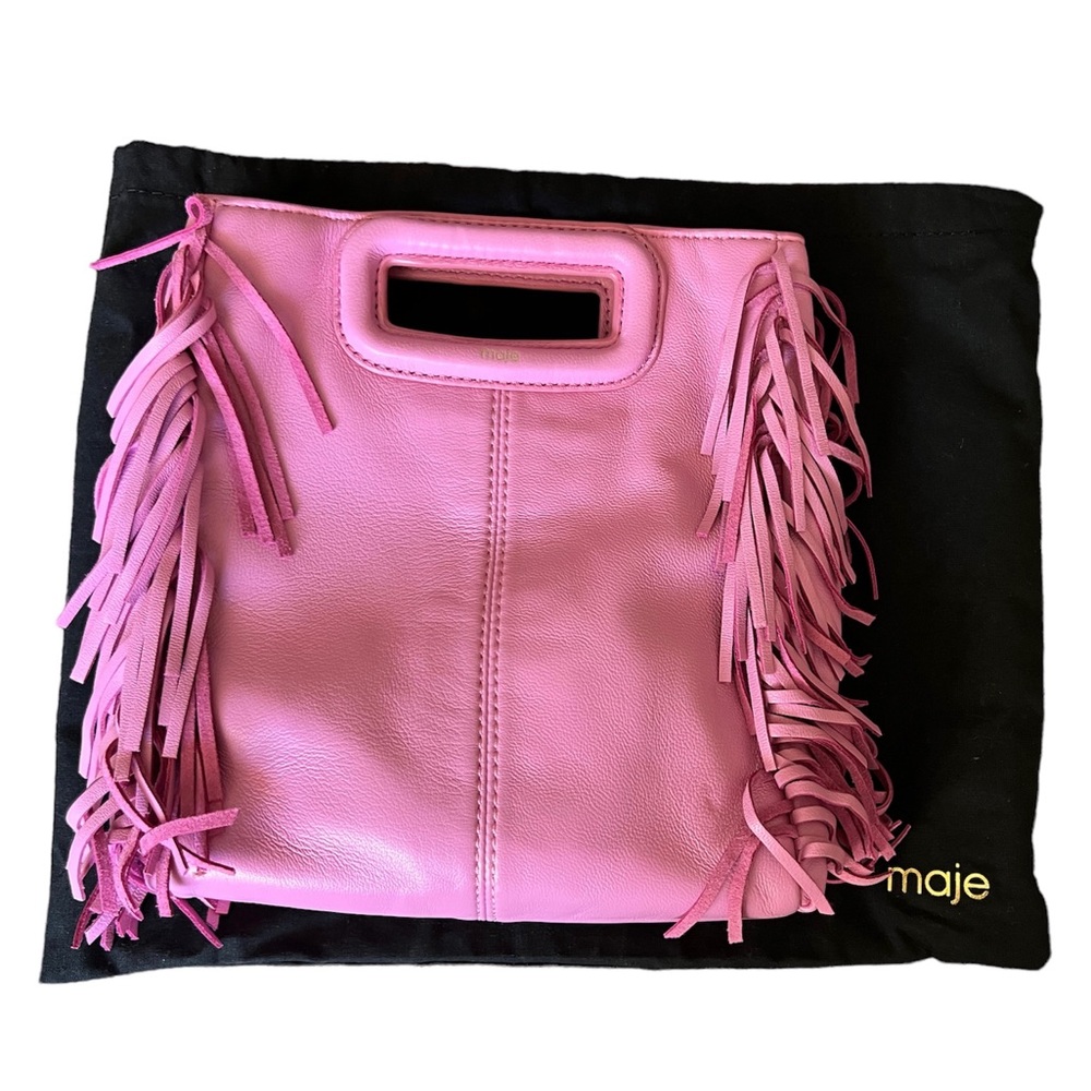 Maje Fringe Bag in Pink Leather